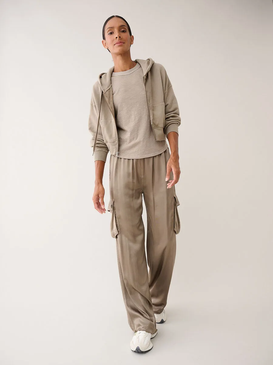 Tiffany Cropped Zip Hoodie in French Terry - Anthracite