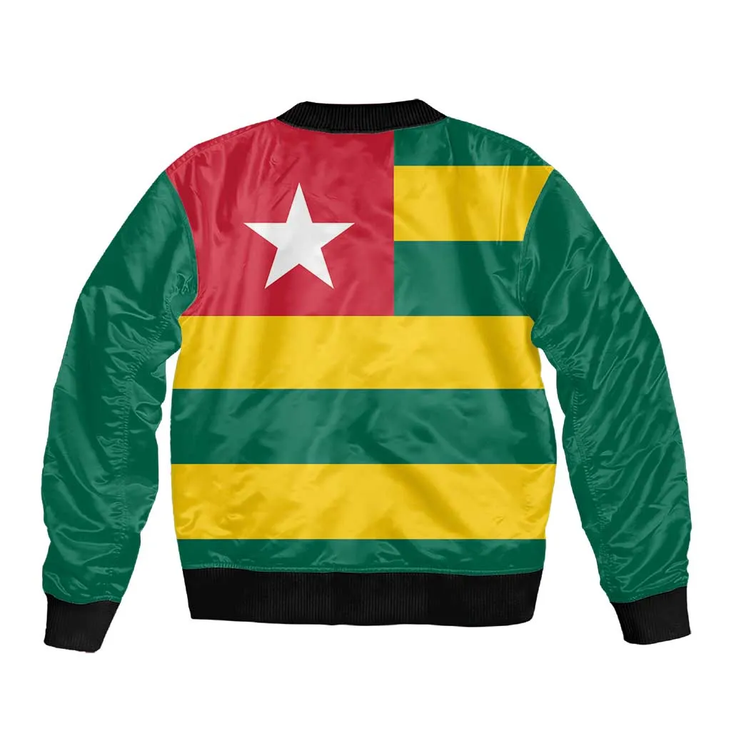 Togolese Independence Day Sleeve Zip Bomber Jacket Flag Style LT15