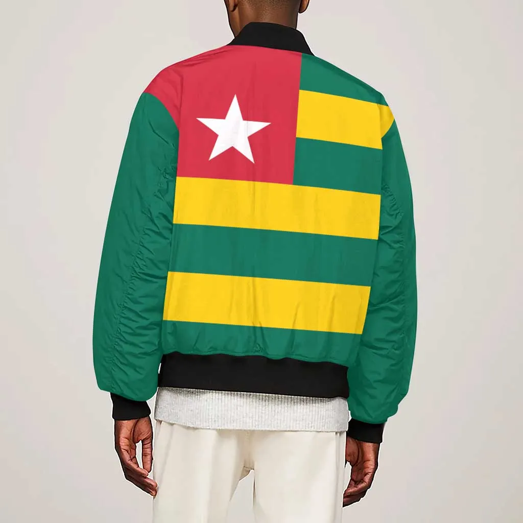 Togolese Independence Day Sleeve Zip Bomber Jacket Flag Style LT15