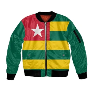 Togolese Independence Day Sleeve Zip Bomber Jacket Flag Style LT15