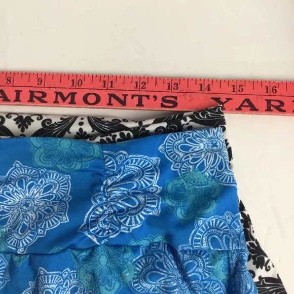 Tranquility Set of 2 Skirts Black/White &amp; Blue/White Elastic Waist Skirts Sz M