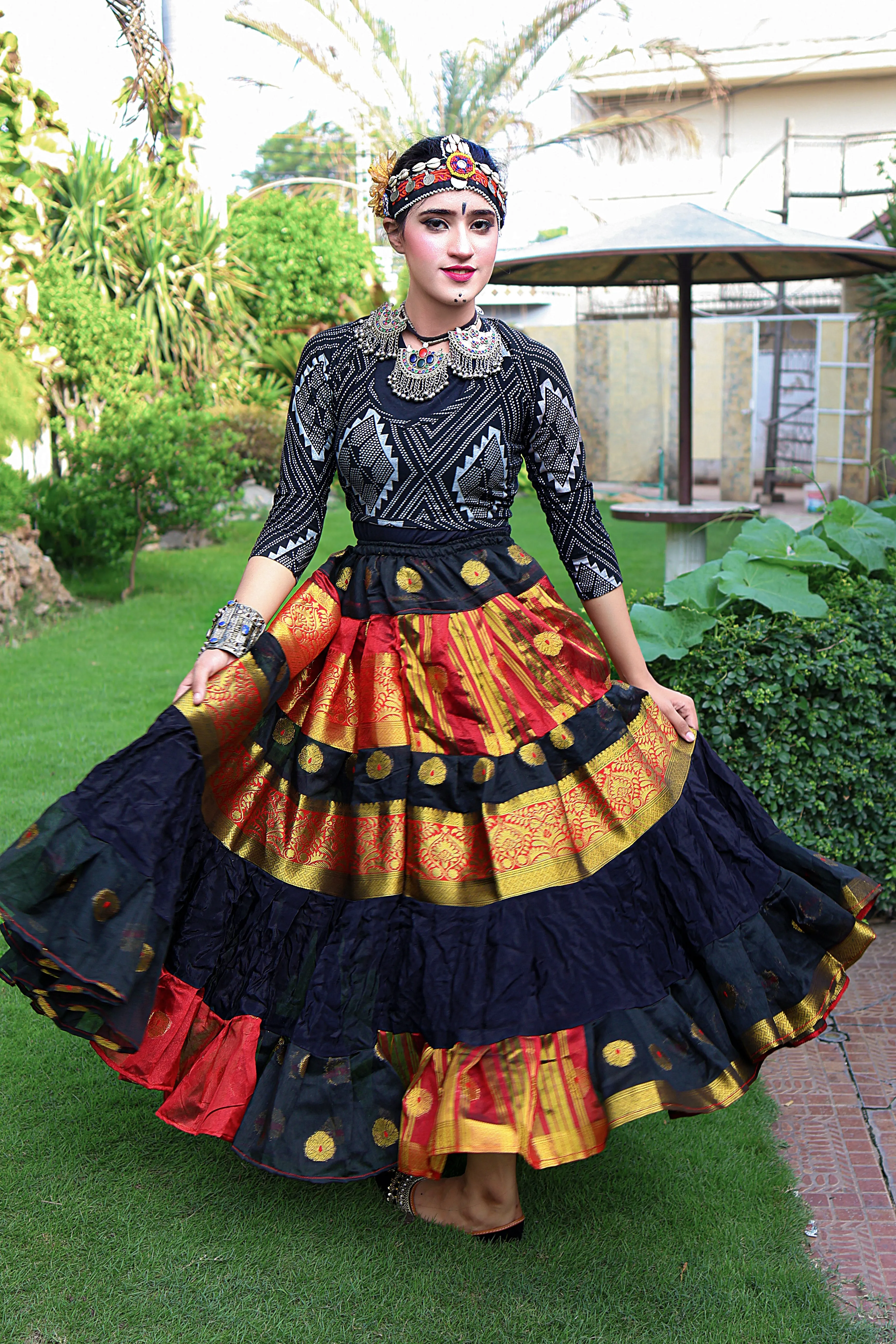 Tribal banarsi skirt sunset WLS