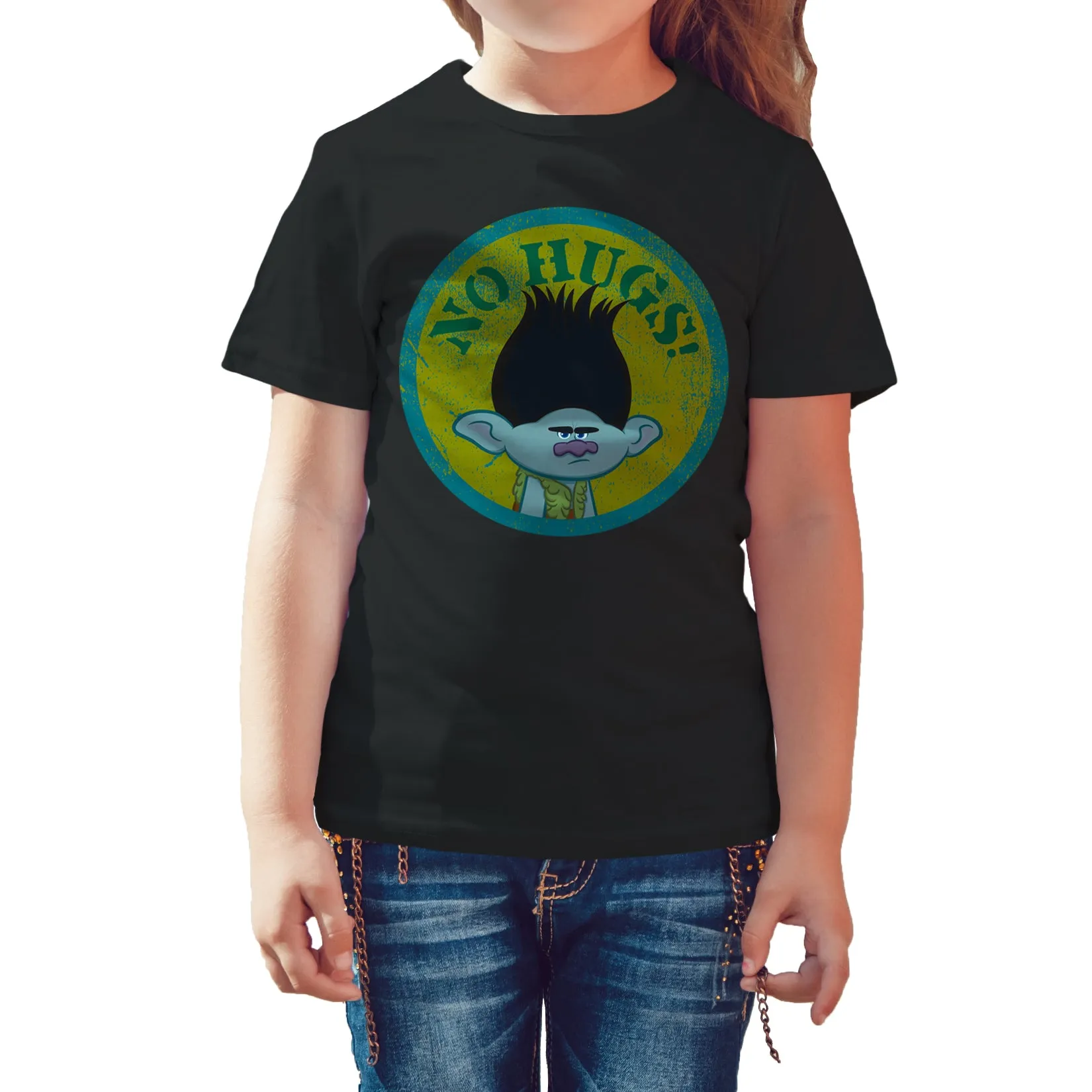 Trolls No Hugs Official Kid's T-Shirt (Black)