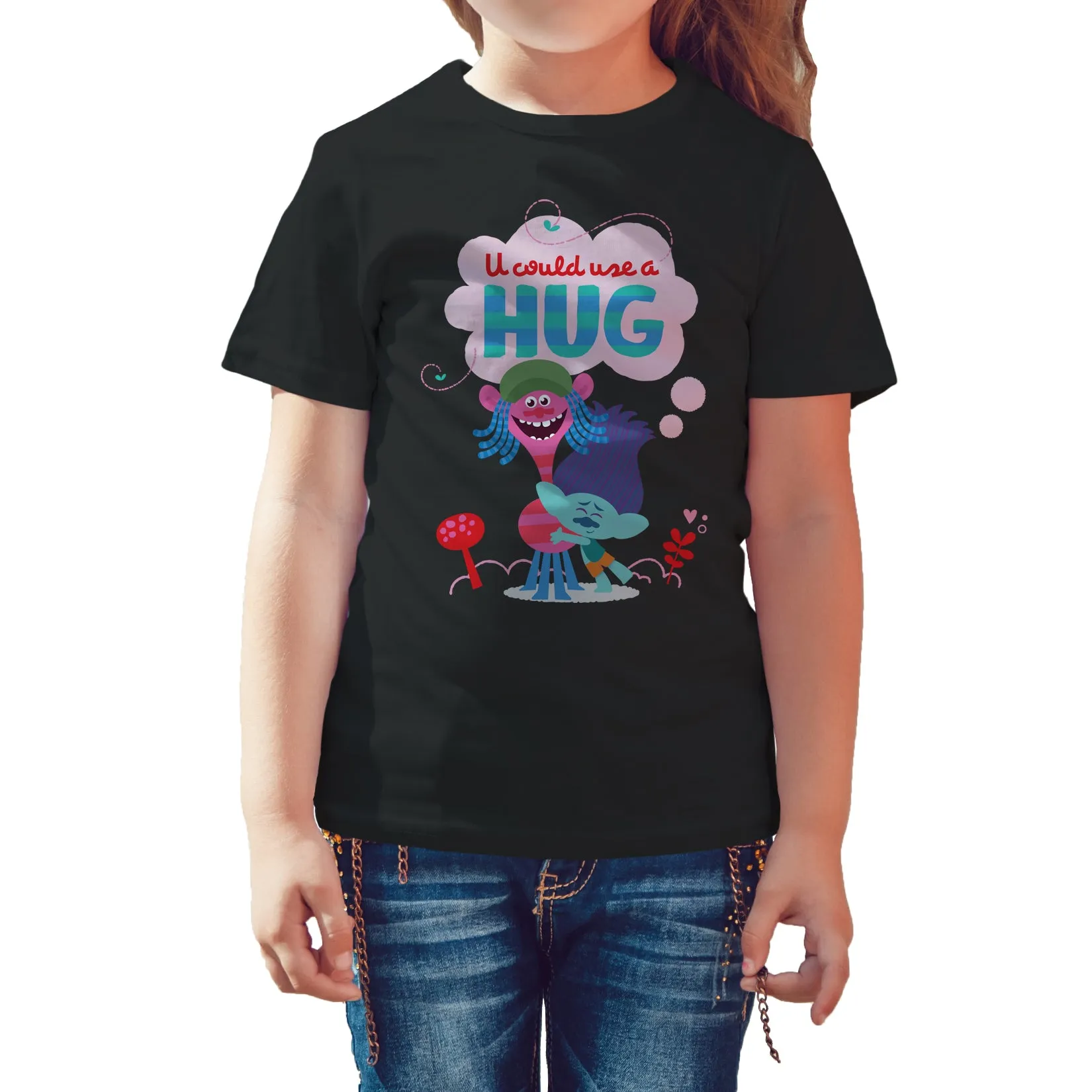 Trolls Use Hug Official Kid's T-Shirt (Black)