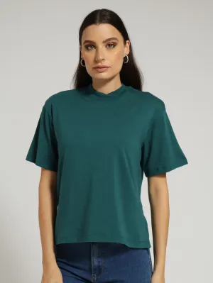 Turtleneck Boxy Tee - Dark Teal