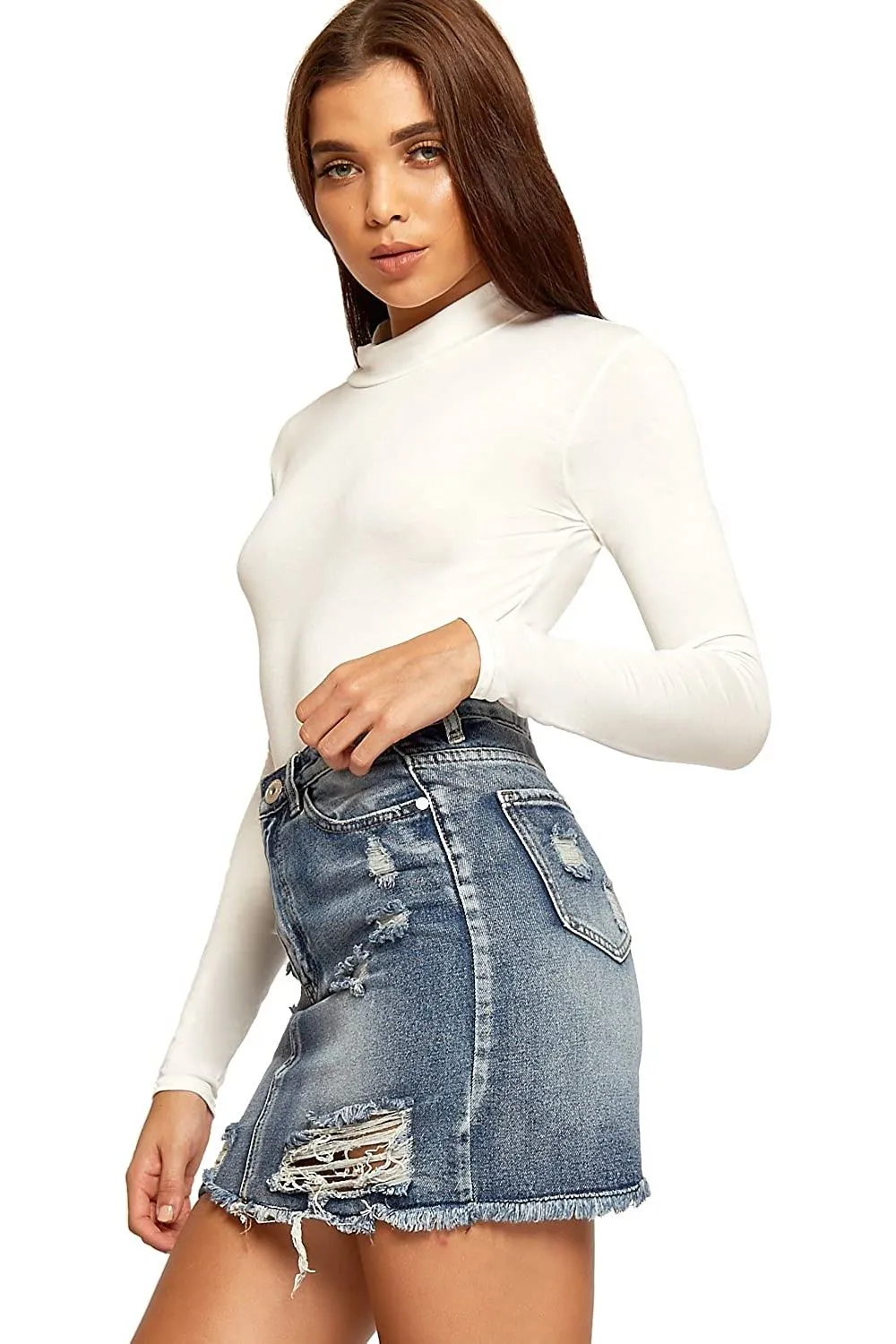 Unity Solid Stand Collar turtleneck Bodysuits