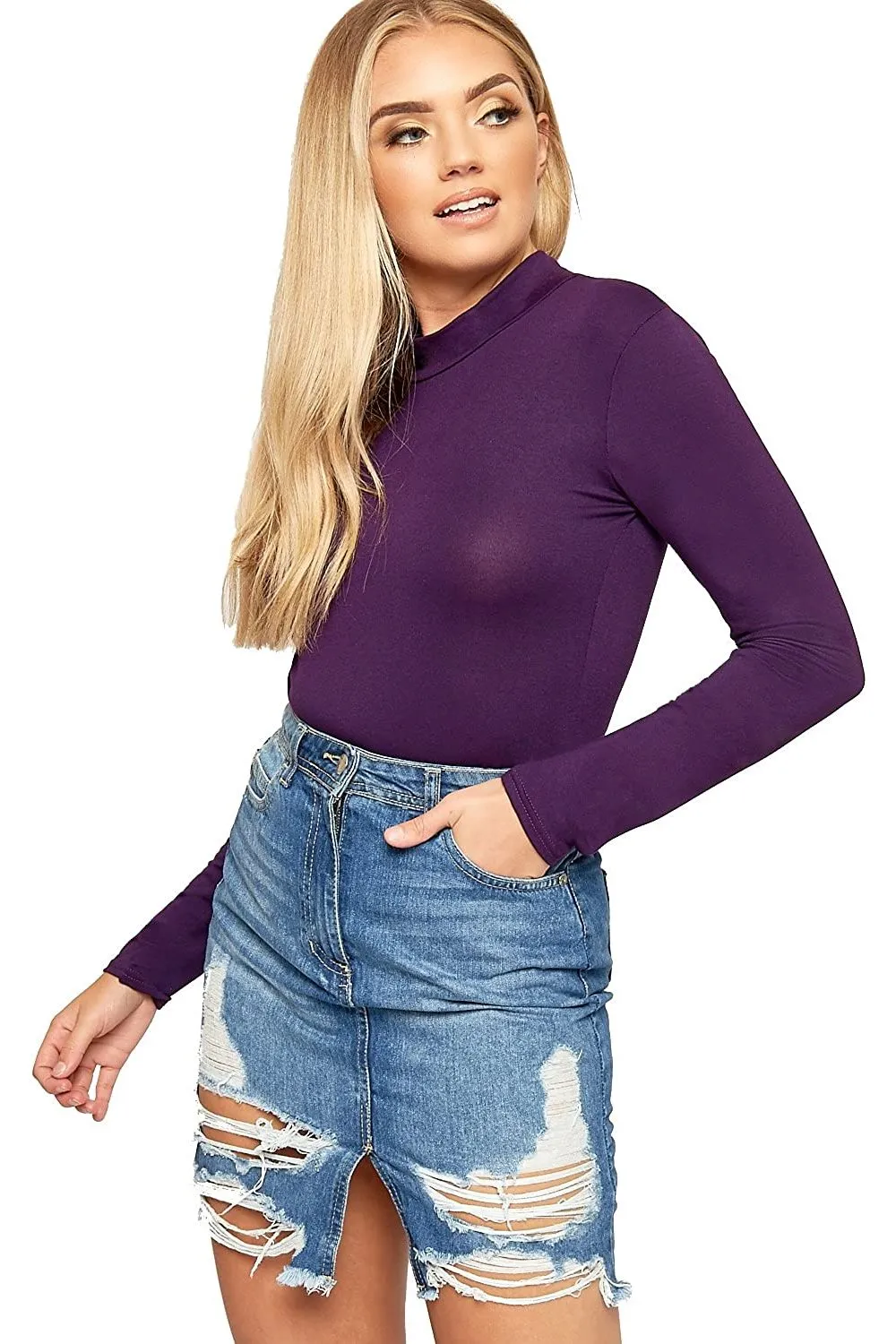 Unity Solid Stand Collar turtleneck Bodysuits