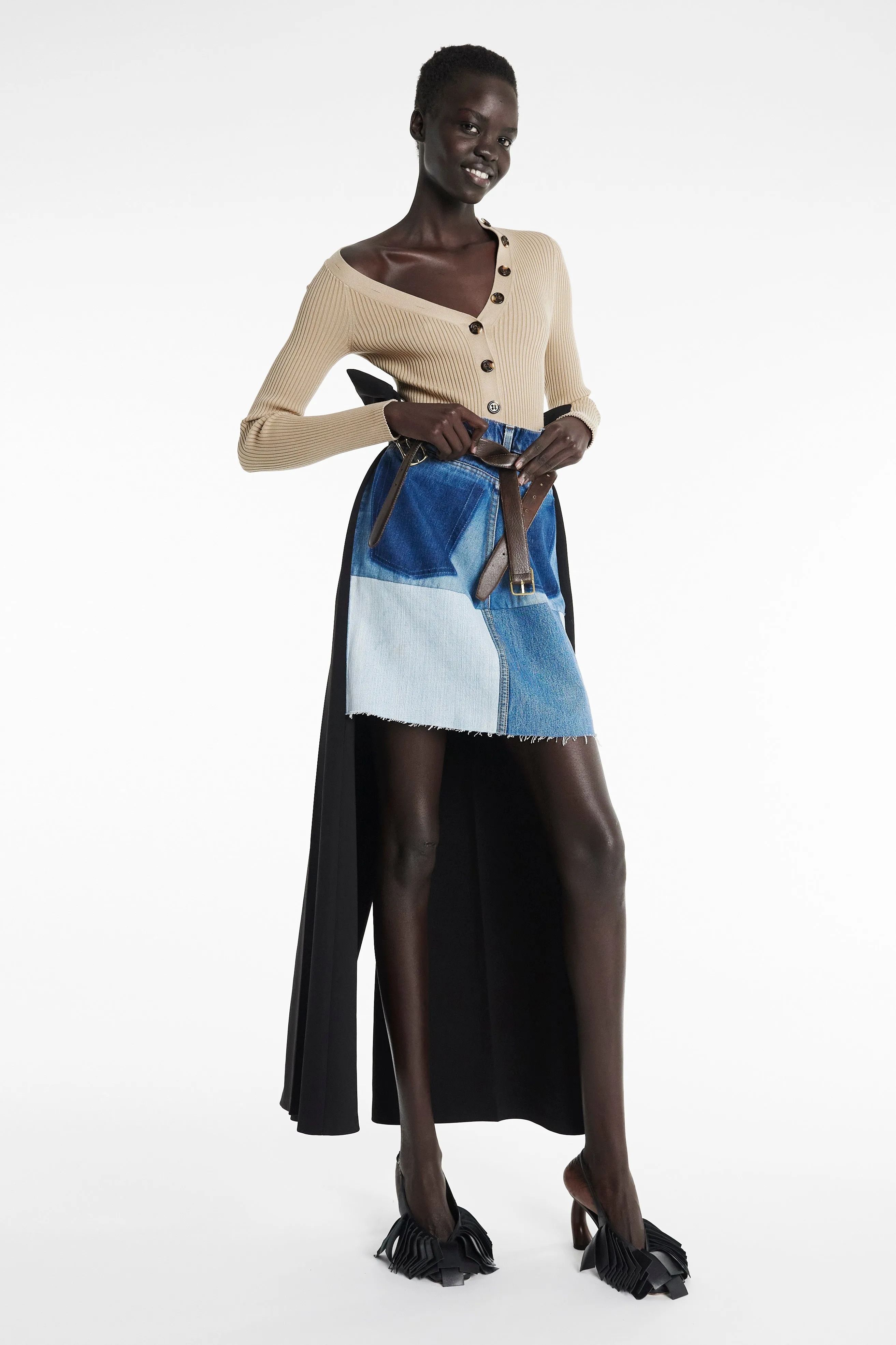 Upcycled Denim Skirt With Pant Detail Blue