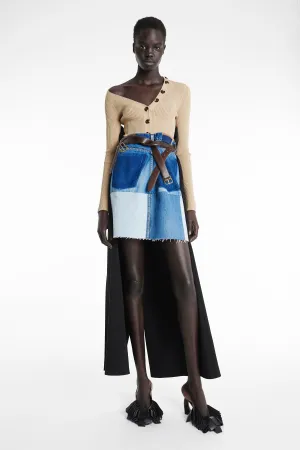 Upcycled Denim Skirt With Pant Detail Blue
