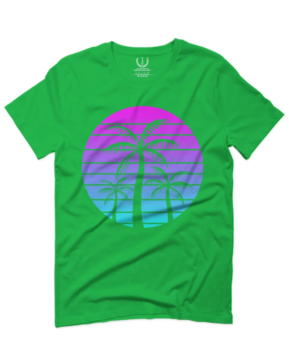 Vaporwave Palm Trees Aesthetics Art Beach surf Sunset For men T Shirt