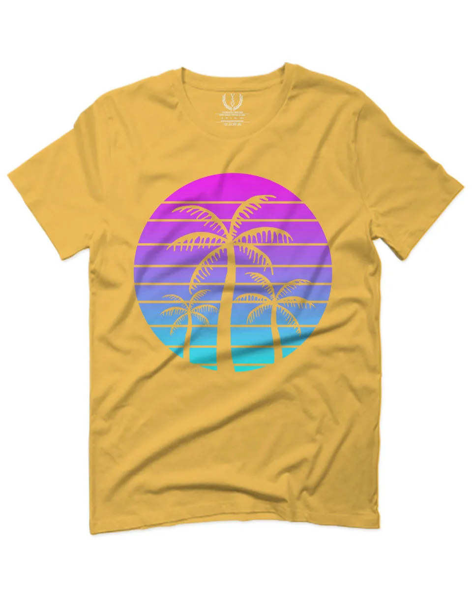 Vaporwave Palm Trees Aesthetics Art Beach surf Sunset For men T Shirt