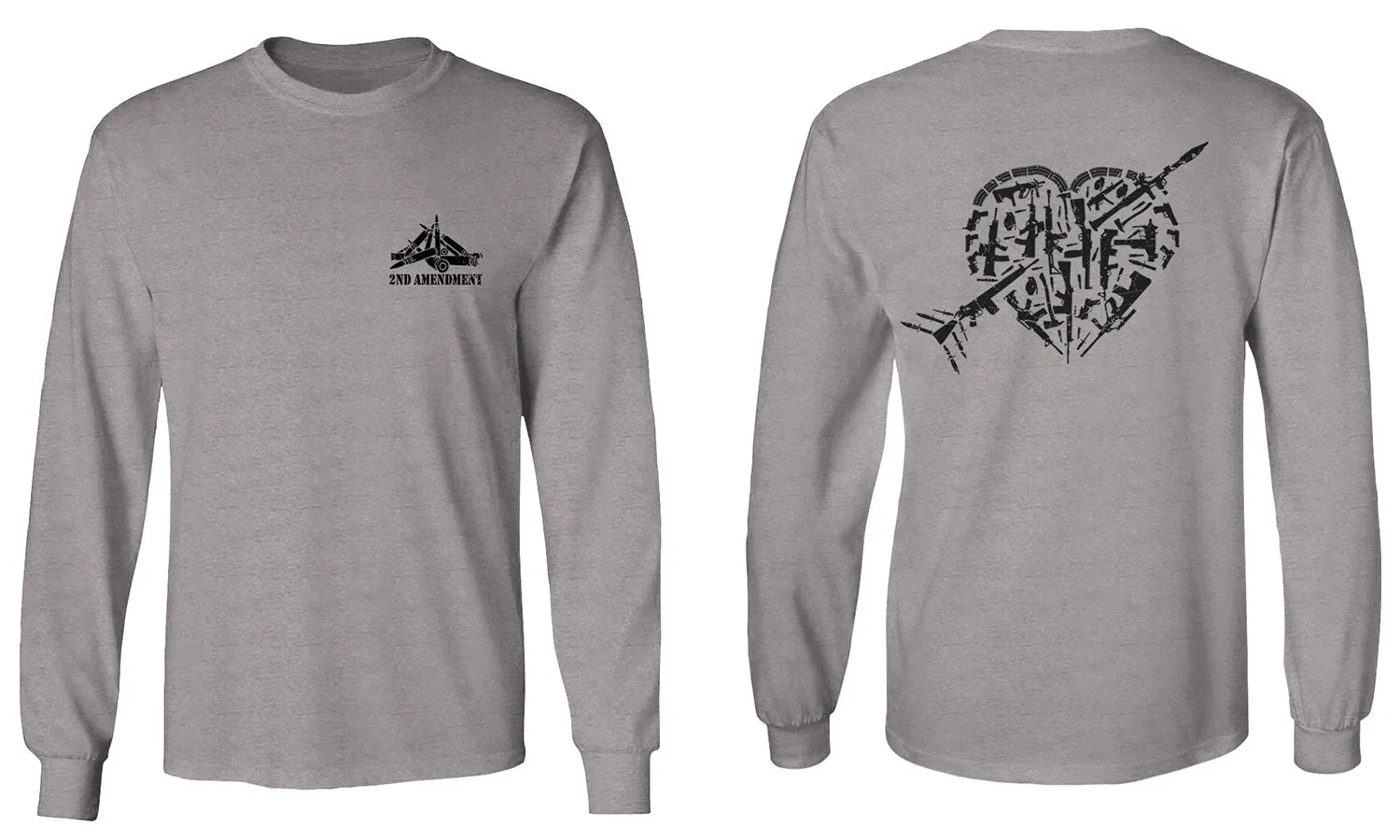 VICES AND VIRTUESS American Second Amendment Gun Rights arms Weapon Heart USA mens Long sleeve t shirt
