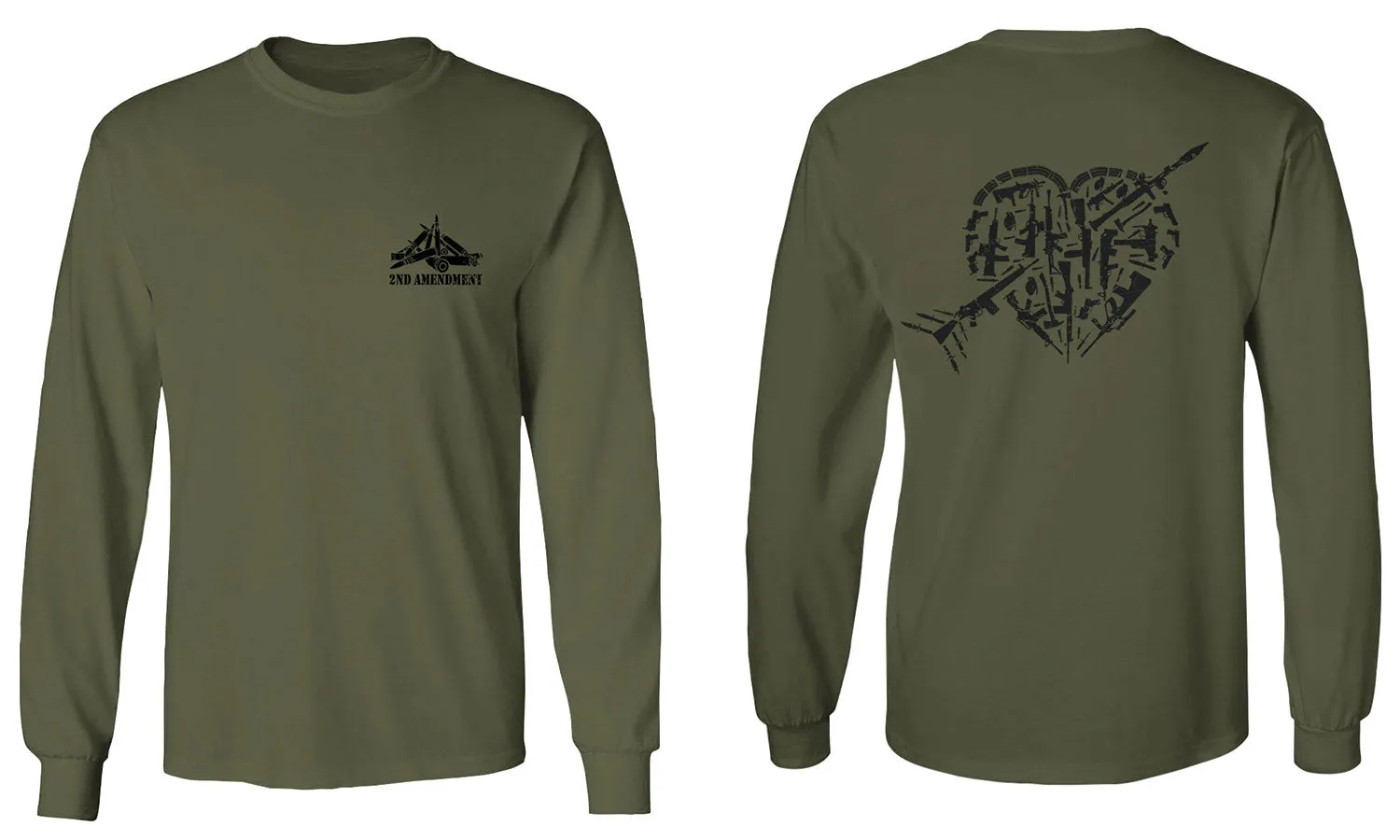 VICES AND VIRTUESS American Second Amendment Gun Rights arms Weapon Heart USA mens Long sleeve t shirt