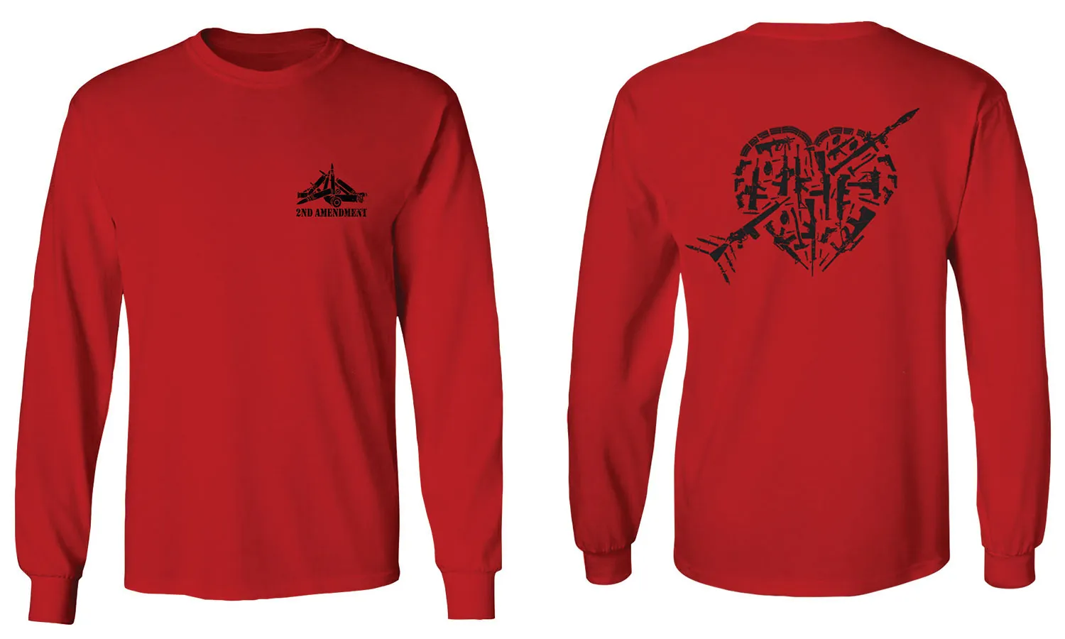 VICES AND VIRTUESS American Second Amendment Gun Rights arms Weapon Heart USA mens Long sleeve t shirt