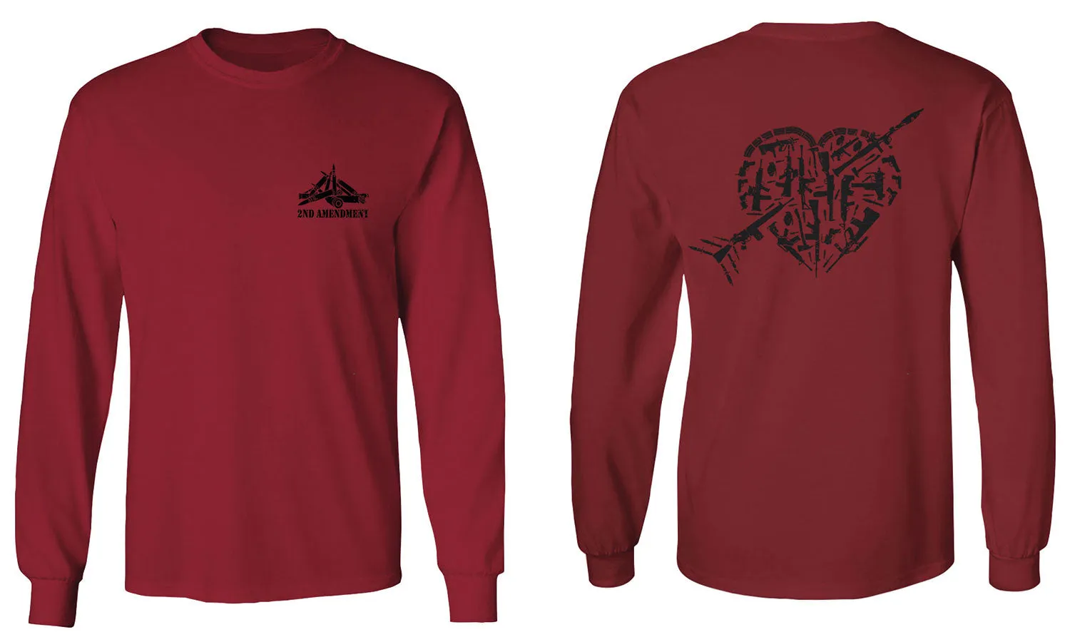 VICES AND VIRTUESS American Second Amendment Gun Rights arms Weapon Heart USA mens Long sleeve t shirt