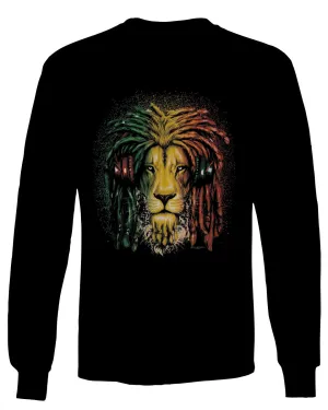 VICES AND VIRTUESS Cool Marijuana Rasta Lion Headphones Reggae Weed Stoner Day mens Long sleeve t shirt