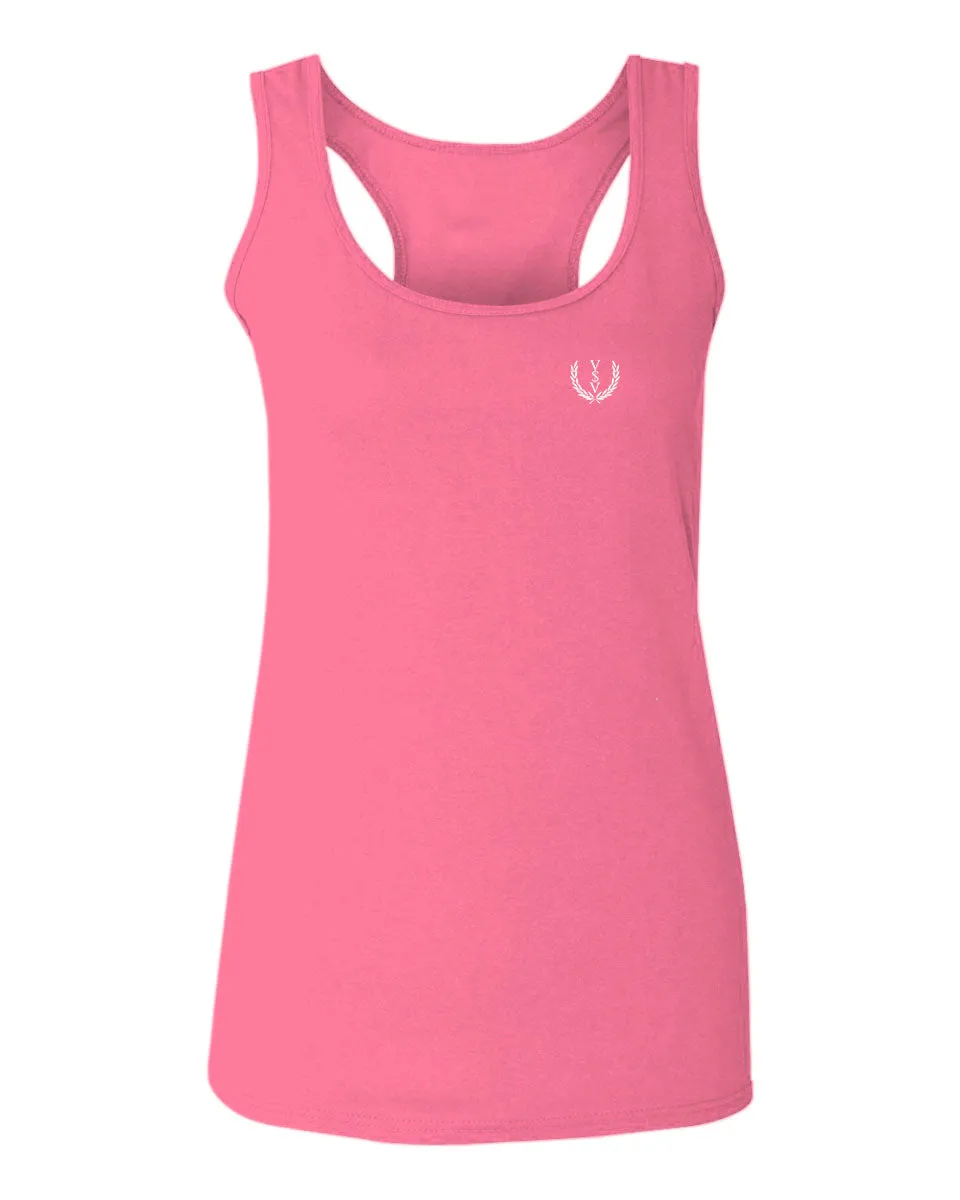 VICES AND VIRTUESS White Logo Seal Minimal Hipster Small  women's Tank Top sleeveless Racerback