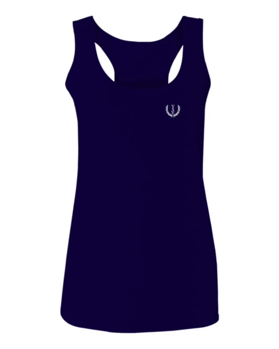 VICES AND VIRTUESS White Logo Seal Minimal Hipster Small  women's Tank Top sleeveless Racerback