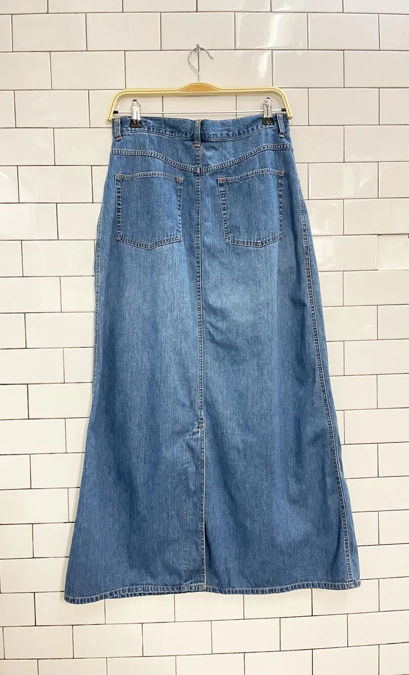 vintage 00s eddie bauer denim maxi skirt