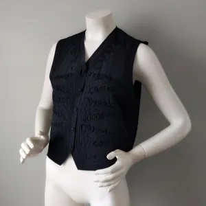 Vintage 1990s Paul Harris Black Silk Soutache Scroll Vest M