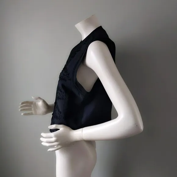 Vintage 1990s Paul Harris Black Silk Soutache Scroll Vest M