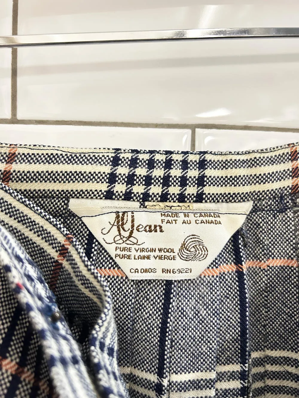 vintage 80s ajean wool plaid kilt midi skirt