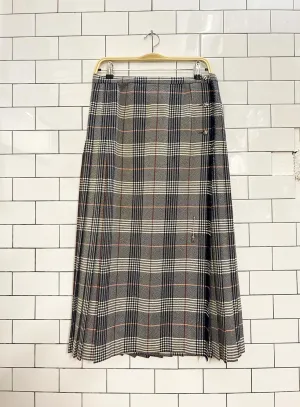vintage 80s ajean wool plaid kilt midi skirt