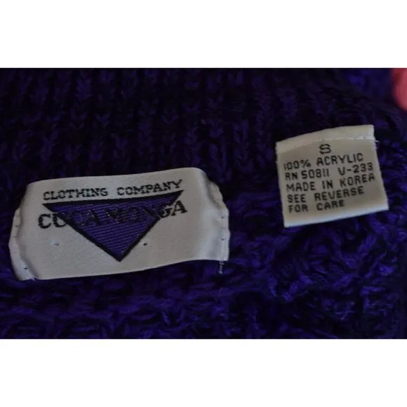 Vintage 80s Purple/Black Pullover Acrylic Sweater size S