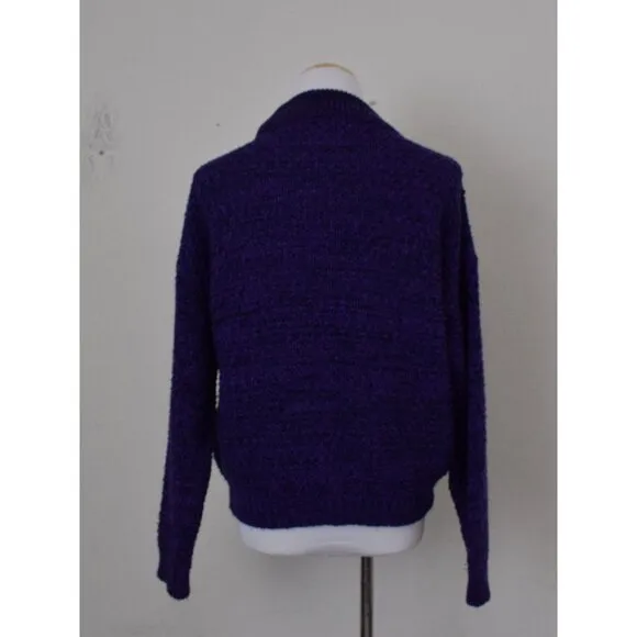 Vintage 80s Purple/Black Pullover Acrylic Sweater size S