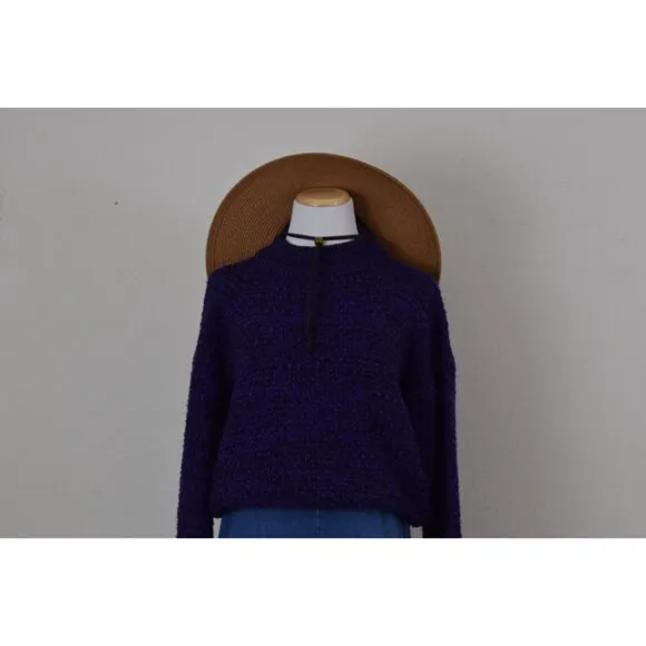 Vintage 80s Purple/Black Pullover Acrylic Sweater size S