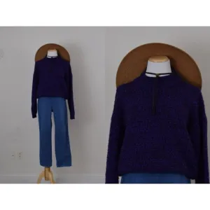 Vintage 80s Purple/Black Pullover Acrylic Sweater size S