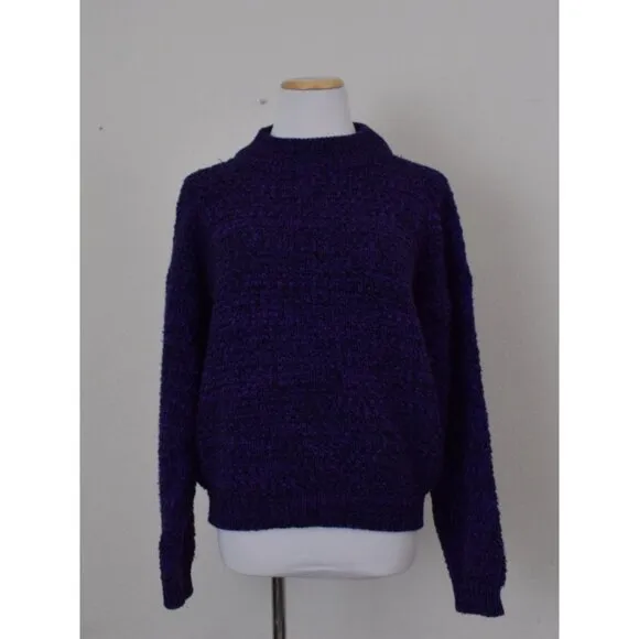 Vintage 80s Purple/Black Pullover Acrylic Sweater size S