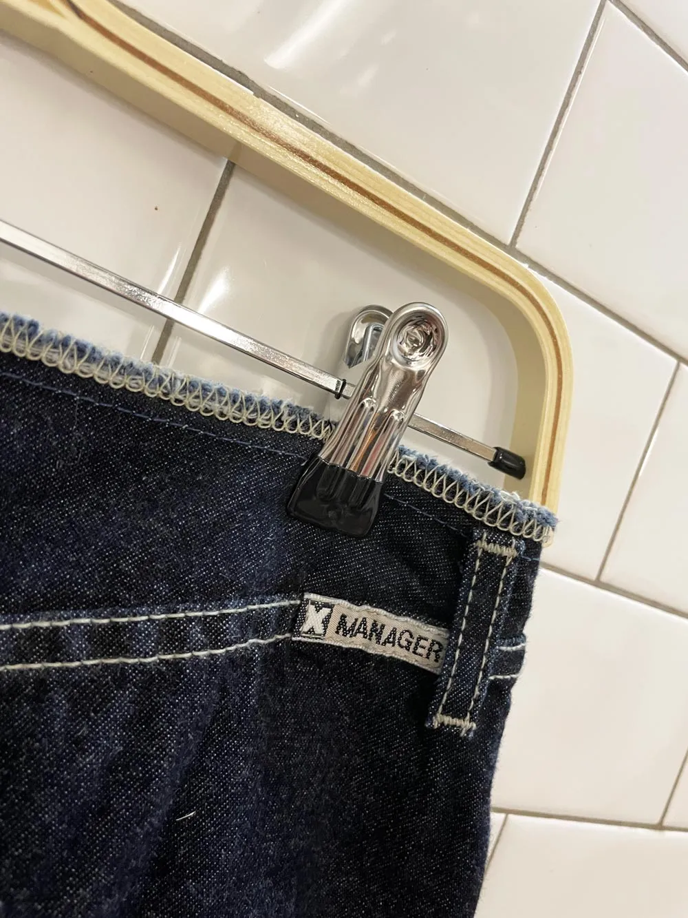 vintage 90s manager denim midi skirt