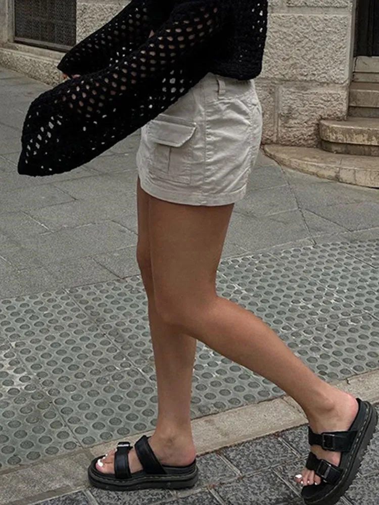 Vintage Clothes Women Skirt High Street Cargo Skirts Rock Ladies Pockets Skirts