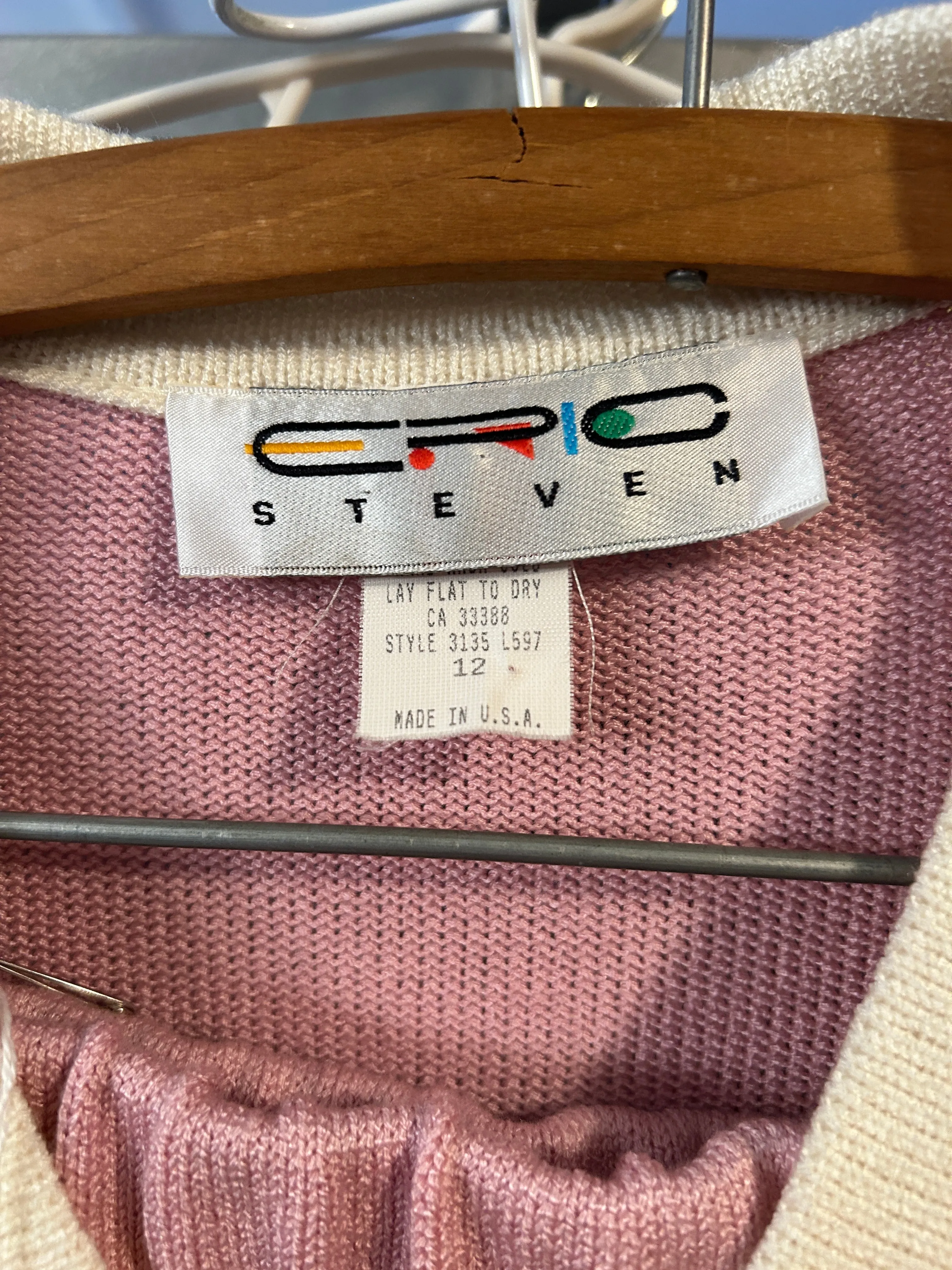 Vintage CRC Steven Pink & White Knit Skirt Set – Size 12 - Made in the USA