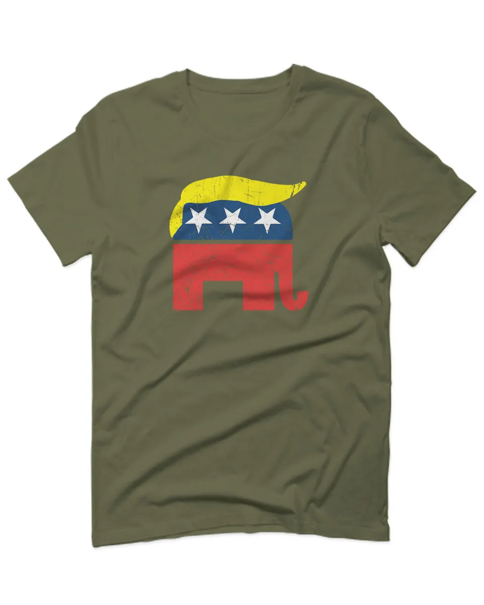 Vintage Elephant Republican Logo Trump Hair America For men T Shirt