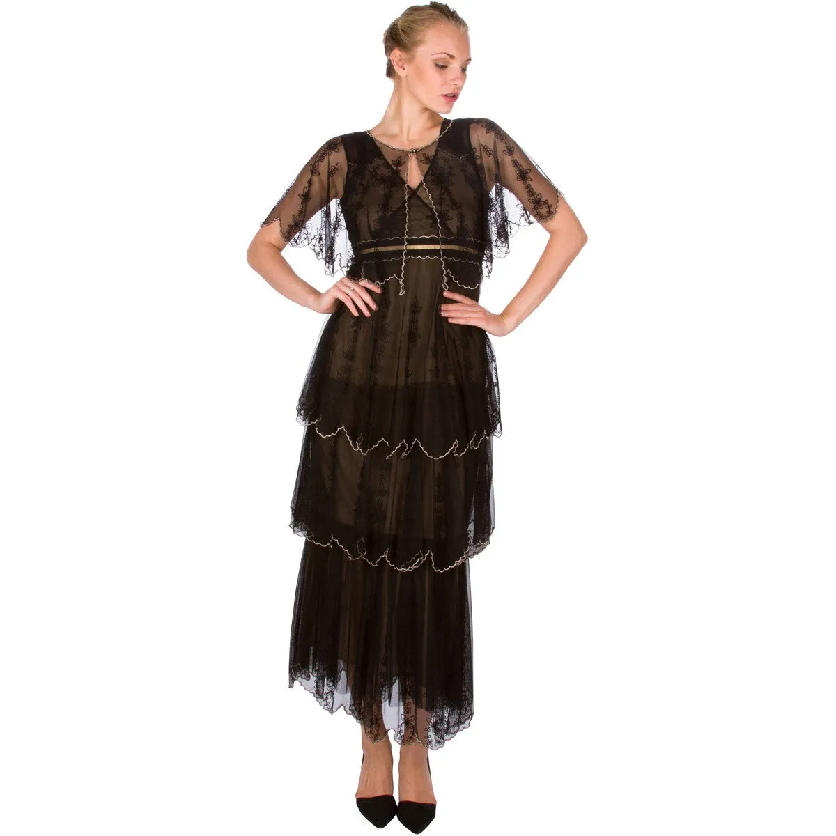 Vintage Inspired Empire Waist Party Dress in Black by Nataya - SOLD OUT