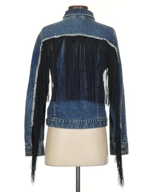 Vintage Liz Claiborne Women's Western Fringe Denim Jacket with Rhinestones, Size Small