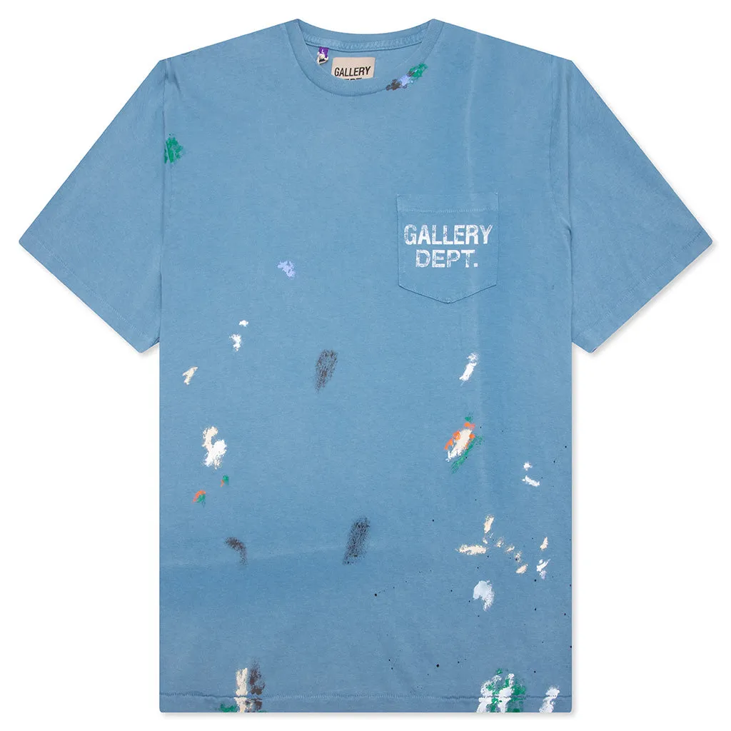 Vintage Logo Painted Tee - Dusty Blue