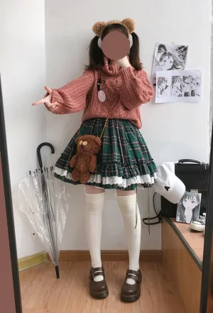 Vintage Plaid Lace Skirt UB99186