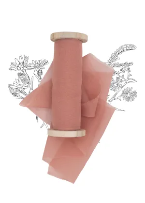 Vintage Rose Pink Gauze Silk Ribbon
