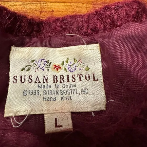 Vintage Susan Bristol Hand Knit Mohair Long Cardigan 1993 / large