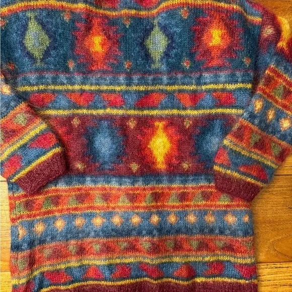 Vintage Susan Bristol Hand Knit Mohair Long Cardigan 1993 / large