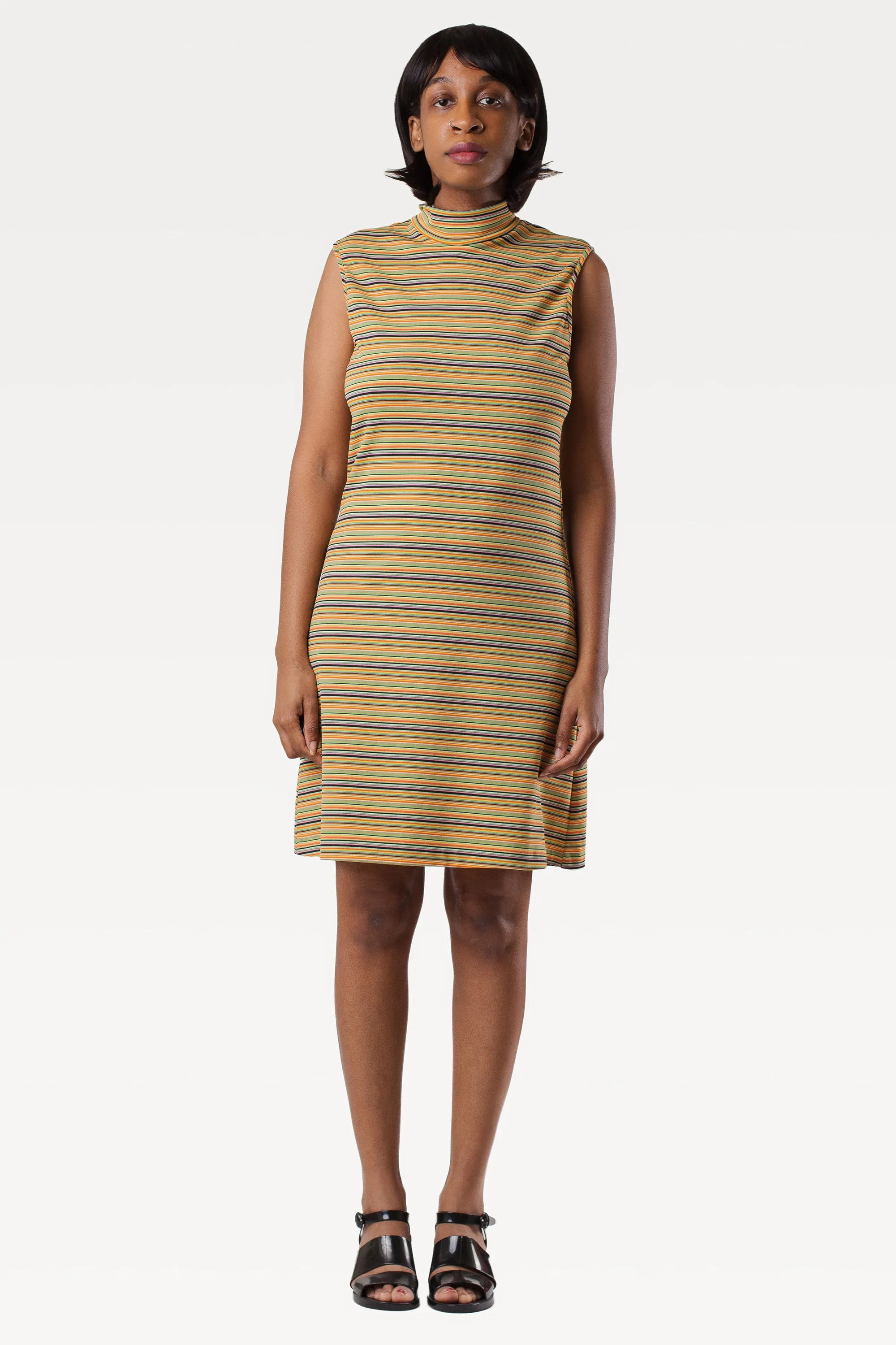 Vintage Y2K Green Stripe Mini Dress | S