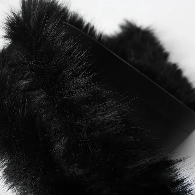 Vivian Faux Fur-Trimmed Leather Belt