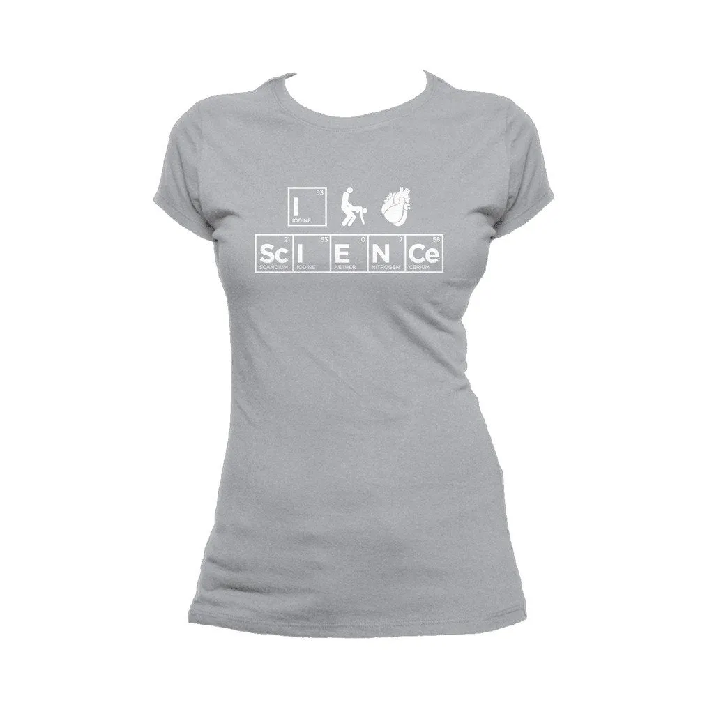 Weird Science I (Stick Figure Anatomical Heart) Science Official Women's T-shirt (Heather Grey)