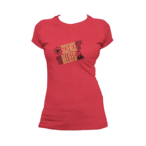 Weird Science Science Doesn't Care Official Women's T-shirt (Red)