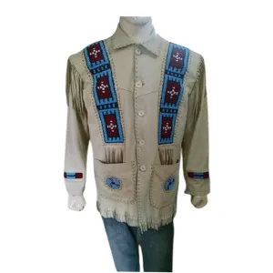 Western Fringe Beige Leather Jacket for Women Cowgirl WFJ230