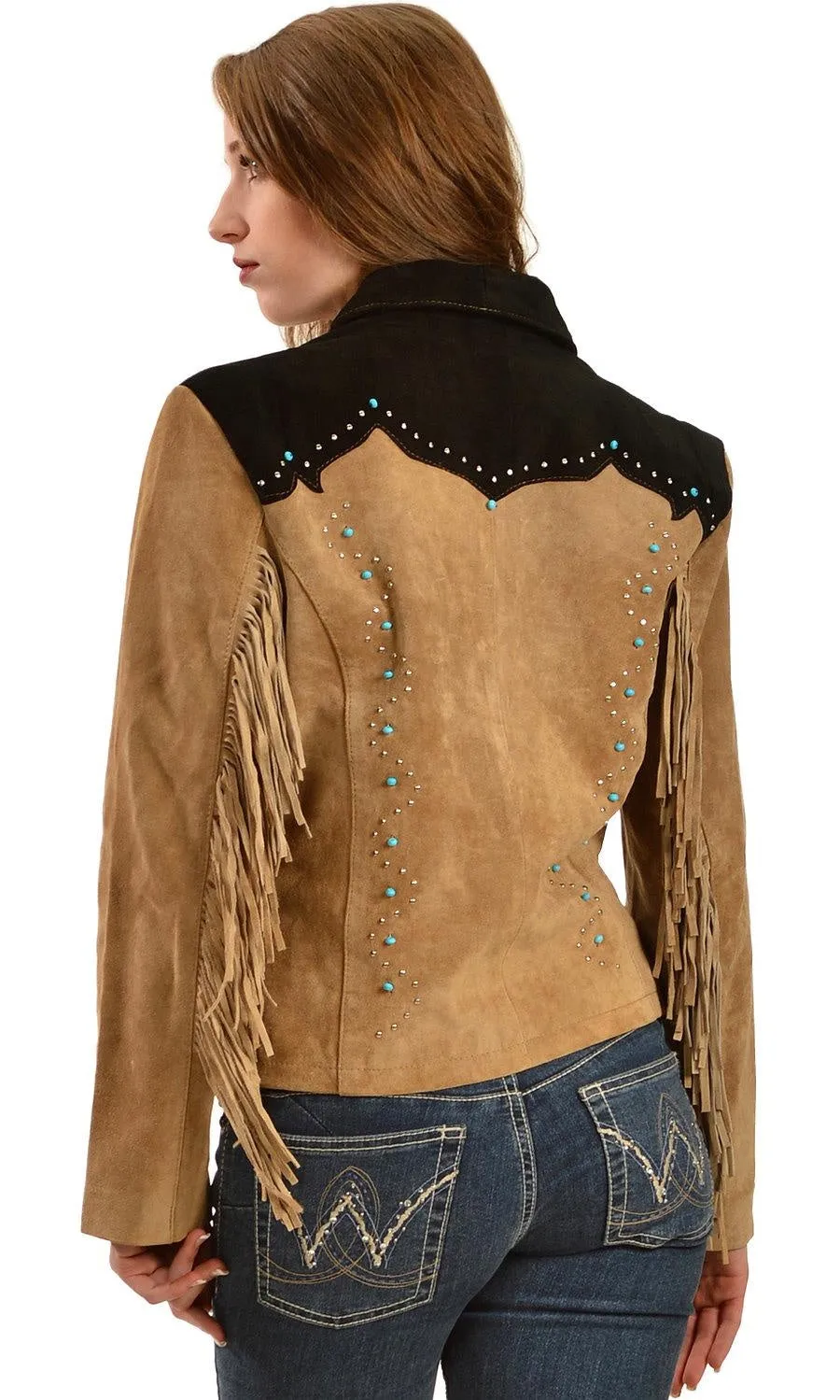 Western Fringe Brown Suede Leather Jacket for Women WFJ549