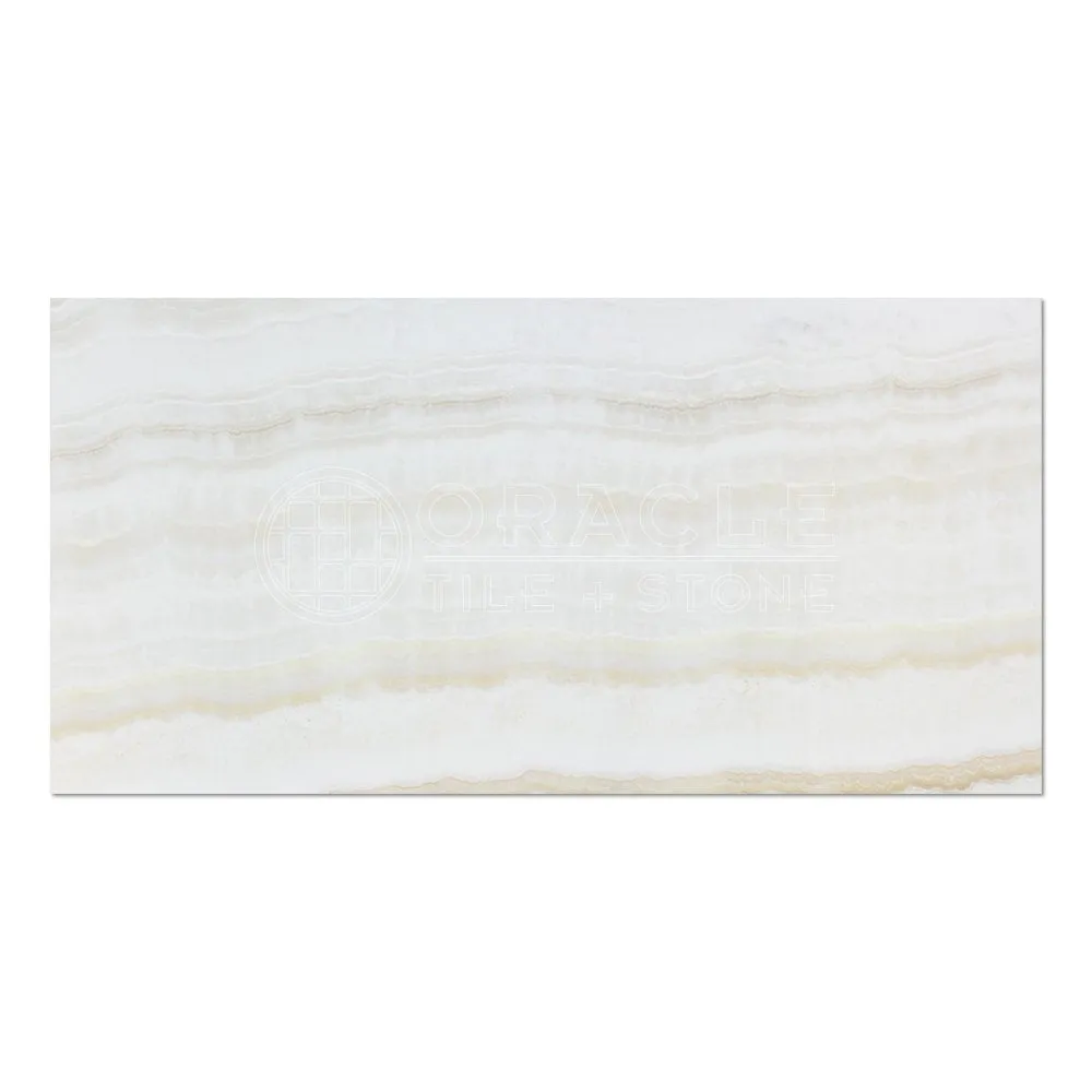 White Onyx (Bianco Fantastico) 12 X 24 Field Tile, Vein-Cut, Polished (2 pcs. 3" X 6" Sample Set)